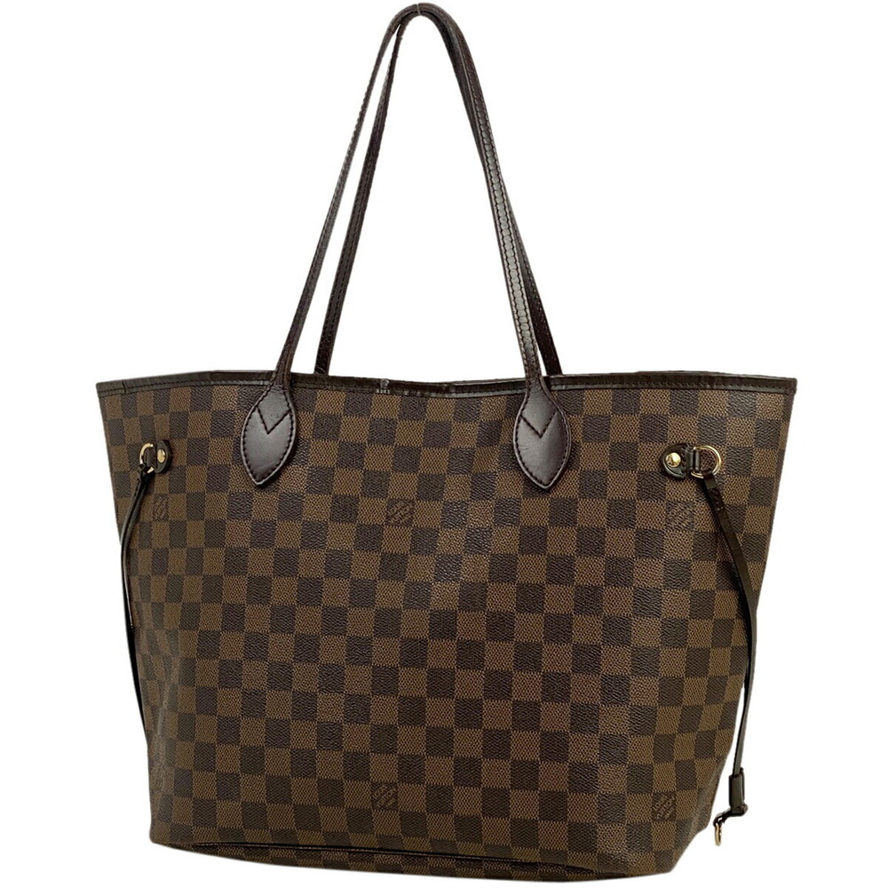 Louis Vuitton Neverfull Shoulder Bag Shopping Tote Damier Brown